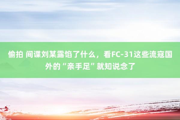 偷拍 间谍刘某露馅了什么，看FC-31这些流寇国外的“亲手足”就知说念了