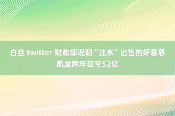 白丝 twitter 财政部说明“注水”出售的好意思凯龙两年巨亏52亿