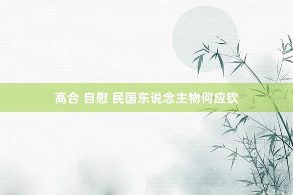 高合 自慰 民国东说念主物何应钦